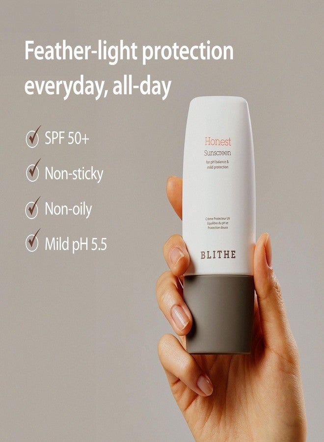 بلايث واقي الشمس BLITHE Honest لطيف وفعال من الأشعة فوق البنفسجية - واقي شمس كوري خفيف الوزن، درجة حموضة متوازنة 5.5 وحاصل على تصنيف EWG الأخضر، مع بروبيوتيك، عامل حماية من الشمس 50+ PA++++ (1.69 أونصة) - Image 2